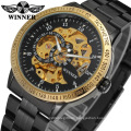 WINNER 8085  Blue Glass Water Resistant Skeleton Mechanical Sport Wrist Luxury Men Watches from China